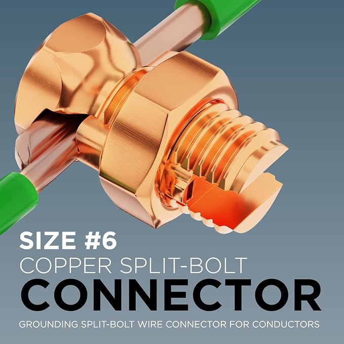 THE CIMPLE CO 10 Pack, Size #6 Copper Split-Bolt Connectors 6 AWG - Image 2