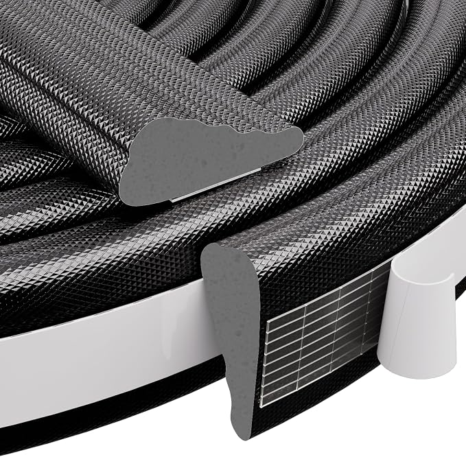 196" Wedge Weather Stripping for Draft Blocking, Foam Door Seal | Black by Conwang