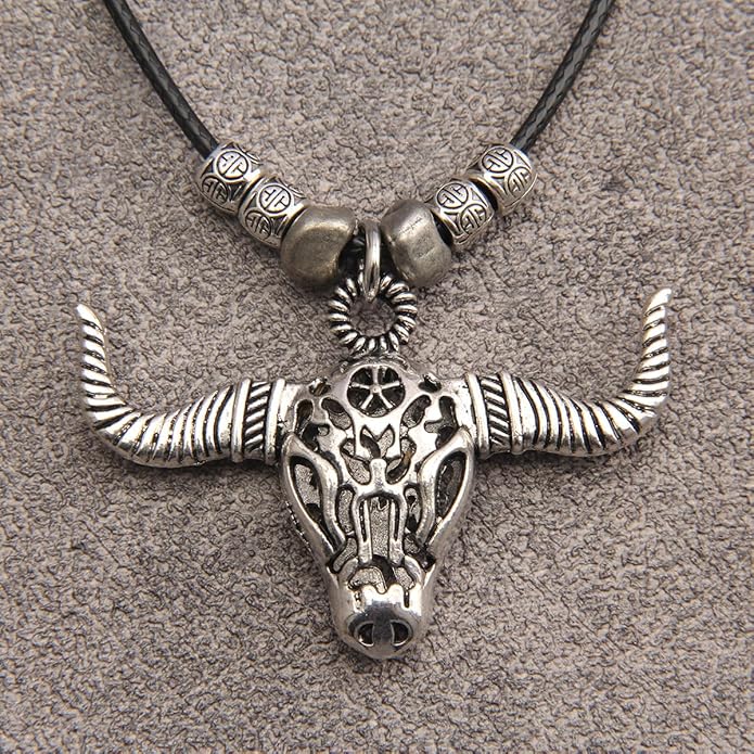 GelConnie Boho Necklaces for Women Vintage Silver Circles Long Pendant Necklace Cowgirl Sweater Necklace Adjustable Leather Choker Necklace for Women