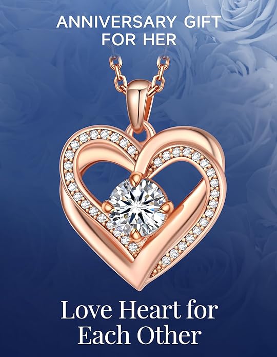 MomentWish Heart Necklace for Women Moissanite, Simulated Diamond, 925 Sterling Silver
