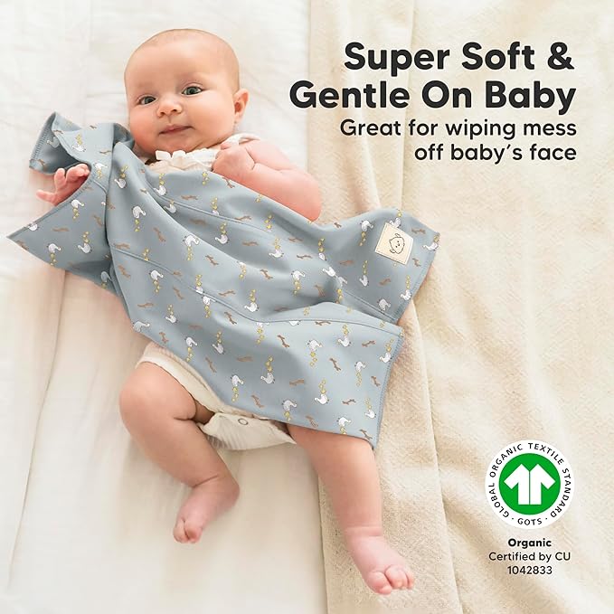 Organic Burp Cloths Baby Boy, Girl - 6-Pack Large Cotton Burping Cloths for Babies, Spit Up Rags, Super Absorbent, Ultra Soft Newborn Rag, Gender Neutral, Machine Washable, Durable(Countryside)