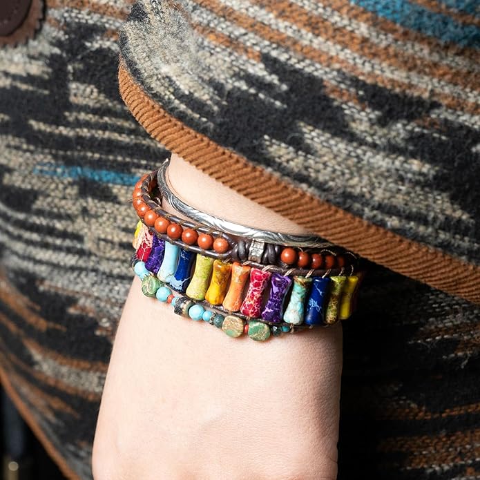 Chakra jewelry gifts Bracelets for Women，Handmade Natural Stone Healing Bracelets，hippie boho Friendship gifts Jewelry for women