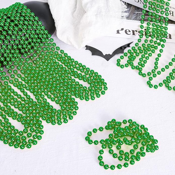 144 Pcs Mardi Gras Beads Bulk, 33 Inch 7mm Carnival Beaded Necklaces Decorations For Mardi Gras Festivals, Mardi Gras Parades, Night Club Dress-up Events Party Costume