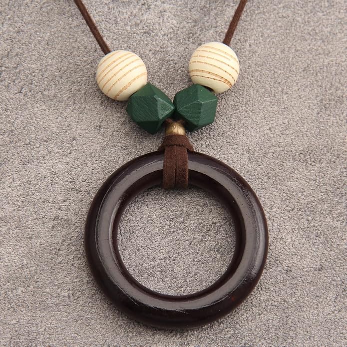 GelConnie Boho Necklaces for Women Vintage Silver Circles Long Pendant Necklace Cowgirl Sweater Necklace Adjustable Leather Choker Necklace for Women