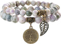 Bivei Natural Semi Precious Gemstone beads bracelet for women - Life Tree and Leaf Charm Energy Reiki Crystal Stretch Bracelets