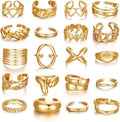 KISS WIFE Goldenen Silvery Black Kunckle Rings Set for Women, Dainty Simple Trendy Cute Stackable Finger Rings Pack, Perfect for Stacking Layering on Thumb and Knuckle, Mixed Size, Jewelry Gift
