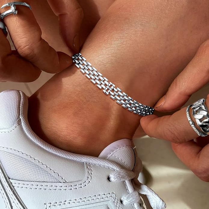KissYan Gold Ankle Bracelets for Women, 14K Gold Anklets Chunky Cuban Link Chain Summer Beach Foot Jewelry Gifts for Women