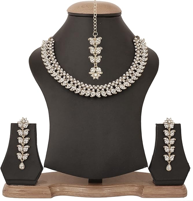 Touchstone Indian wedding jewelry set gold traditional necklaces for women statement rhinestone sets hollywood glamour style crystal stone bridal costume golden necklace