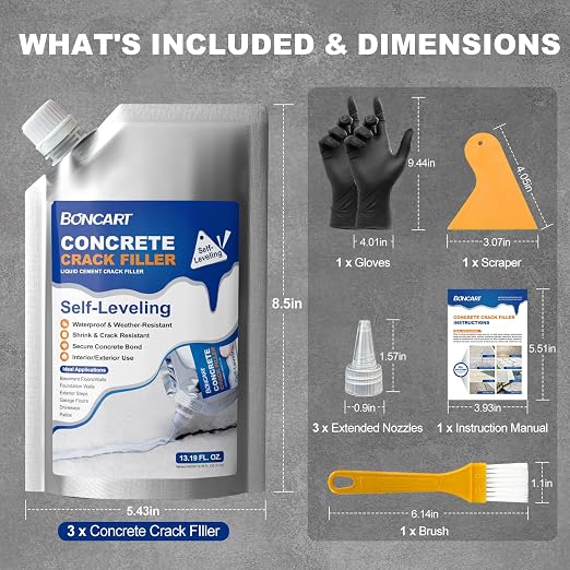 Concrete Crack Filler, Self-Leveling & Fast Drying, Waterproof, 39.57 Fl Oz | - Image 2
