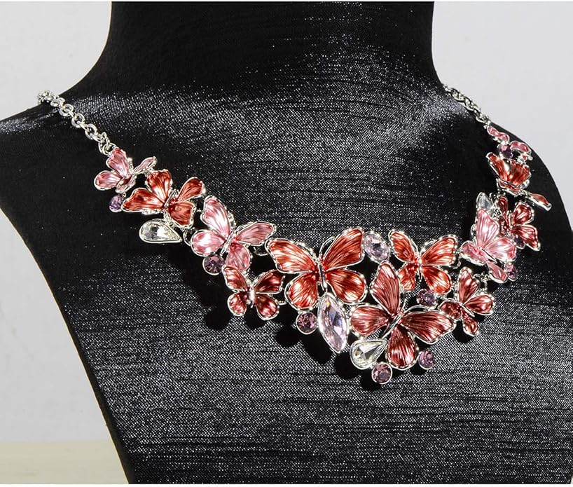 AMYJANE Vintage Statement Jewelry Set - Spring Leaf Flower Floral Plant Necklace Earring Set Crystal Rhinestone Fashion Costume Jewelry for Women Prom Party Unique Gift