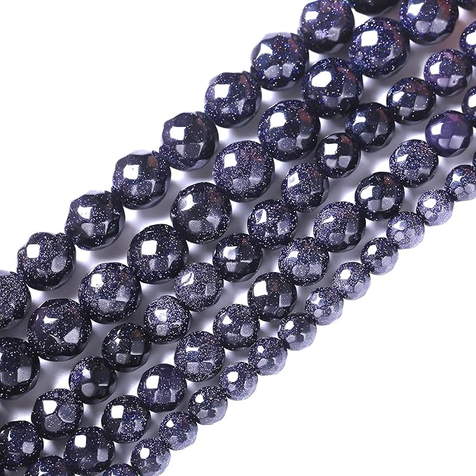 4mm 90pcs Natural Blue Sandstone Faceted Stone Beads for Jewelry Making DIY Bracelet Necklace Accessories 15" Energy Healing Power Stone Beads (Faceted Blue Sandstone, 4mm)