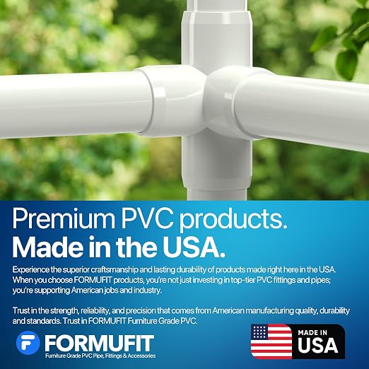 1” 4-Way Tee Furniture Grade PVC Fitting in White, Made in USA, UV-Resistant - Image 8