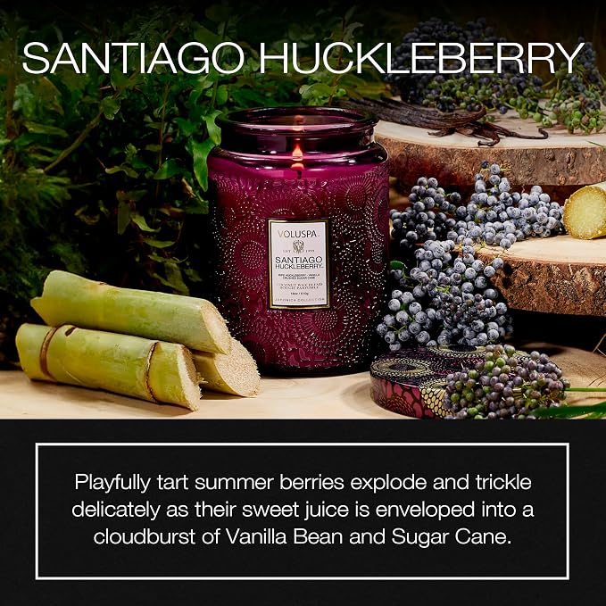 Voluspa Santiago Huckleberry Large Scented Candle Jar 18 Oz, 100 Hr Burn | - Image 2