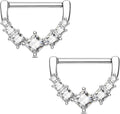Melighting 14G Star Nipple Rings Steel 316L Nipple Piercing Jewelry Clear CZ Nipple Bars Clicker Nipple Barbell For Women Men 14mm