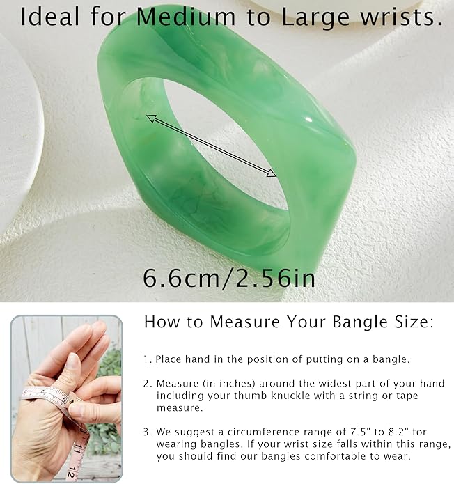 ALEXTINA 3Pcs Acrylic Resin Bangles for Women, Wide Resin Bracelets Chunky Cuff Bracelets Set Stackable Bracelets, Summer Vacation Jewelry Gift for Women
