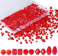 LAIDANLA 800PCS Glass Beads Red Color Crystal Beads Assorted Crystal Beads with Container Box for DIY Necklace Bracelet Earring Jewelry Making