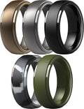 ThunderFit Silicone Rings for Men - 7 Rings / 4 Rings / 1 Ring Step Edge Rubber Wedding Bands 10mm Wide - 2.5mm Thick