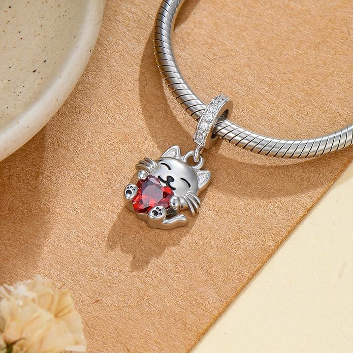 PROESS Sterling Silver/Red Panda/Cow/Highland Cow/Otter/Squirrel/Elephant/Axolotl/Cat/Fox/Bee/Butterfly/Hummingbird/Tiger/Lion/Mokeny/Koala/Dog Charm Animal Charms Bead for Jewelry Making