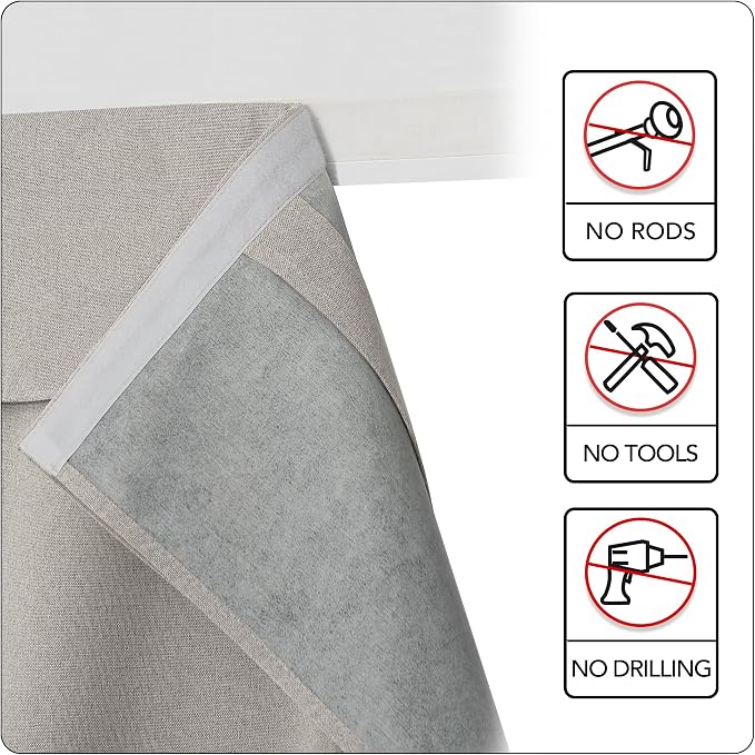 RYB HOME 100% Blackout Short French Door Linen Curtain - Image 6