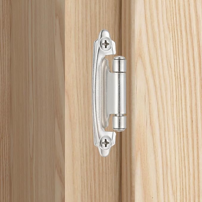 Brushed Nickel Cabinet Hinges, 1/2” Overlay, 4 Pack | - Image 3