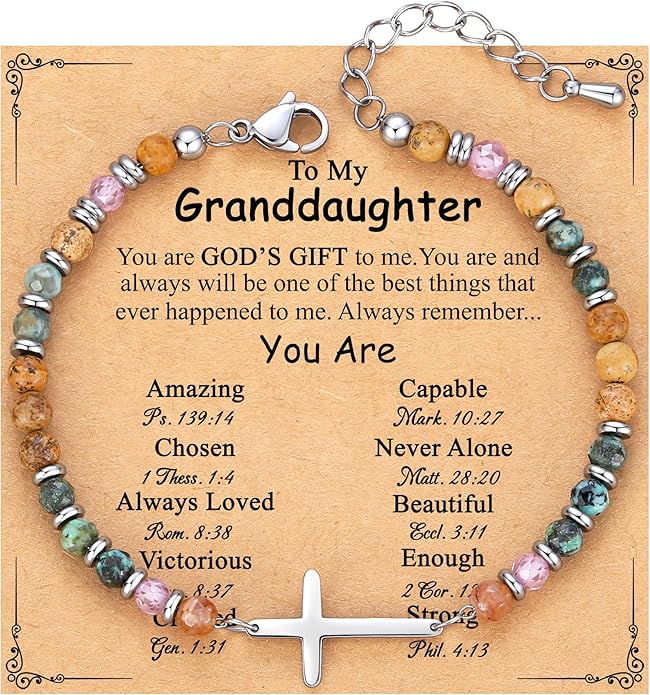 TONY & SANDY Christian Cross Bracelet for Women, Valentine's Day Gifts for Her, Confirmation Baptism Easter Gifts, Unique Gift for Friends Daughter Mom Sister in Christ Birthday Christmas
