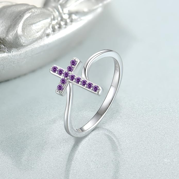 STARCHENIE 925 Sterling Silver Cross Ring for Women Size 5-10
