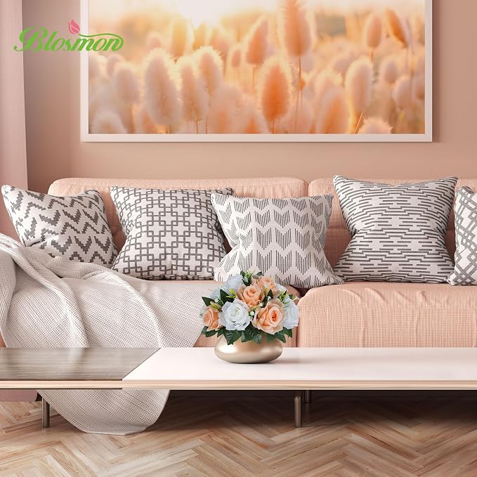 BLOSMON Rose Flower Balls Centerpieces: 6pcs Peach Fuzz Artificial Flowers | - Image 4