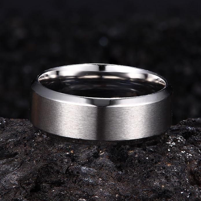 Jstyle Stainless Steel Rings for Men Wedding Ring Cool Simple Band 8MM Width 3 Pcs A Set