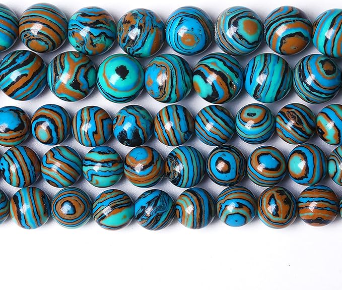 120PCS 6mm Blue Malachite Stone Beads Round Loose Gemstone Beads for Jewelry Making DIY Bracelet Necklace 32" 2 Strand,Energy Stone Healing Power