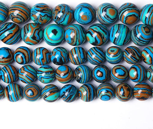 120PCS 6mm Blue Malachite Stone Beads Round Loose Gemstone Beads for Jewelry Making DIY Bracelet Necklace 32" 2 Strand,Energy Stone Healing Power