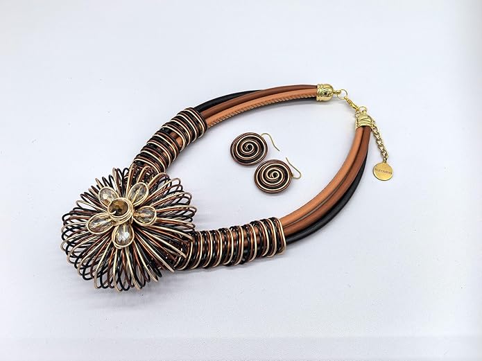 Statement African Necklace For Women African Jewelry Costume Earring Sets Tribal Fashion Colorful Big Rhinestone Crystal Pendent Collar Choker Bold Chunky Bib Handmade