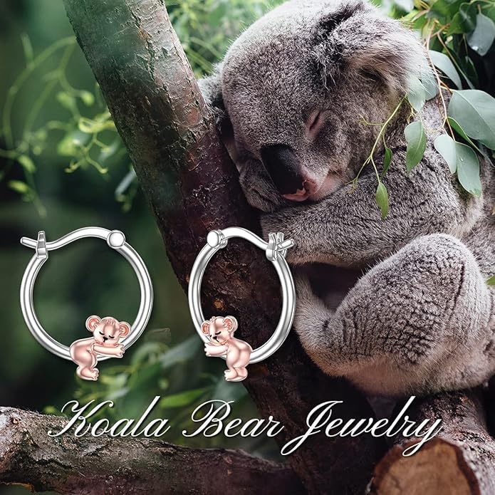 Hypoallergenic Earrings Rabbit Tiger Teddy Koala Puppy Panther Peacock Earrings Sterling Silver Animal Hug Hoop Earrings Jewelry Mothers Day Graduation Birthday Gifts for Women