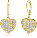 ALEXCRAFT 925 Sterling Silver Dangle Earrings, 14K Gold Plated Heart Waterdrop Earring for Women Trendy Hypoallergenic Leverback Earings Wedding Cubic Zirconia Dangle Earrings Jewelry for Women