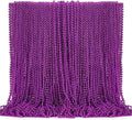 144PCS Mardi Gras Beads, Purple Bead Necklace Party Favors, 33" Beaded Necklace Costume Bulk, Festival Parade Throw Accessories for Halloween Mardi Gras Wedding Birthday Celebrations Decorations