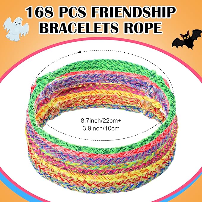 Remerry 168 Pcs Friendship Bracelets Adjustable Woven Rope Bracelets Bulk Valentine's Day Birthday Party Favors & Goodie Bag Stuffers, 8 Assorted Colors(Vivid Colors)