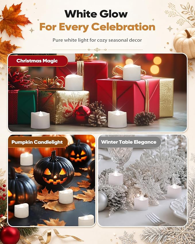 Homemory 50-Pack Flameless Tea Lights Candles Battery Operated, 200+ Hours | - Image 7