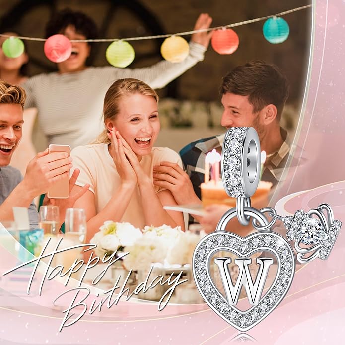Letter Charms for Charms Bracelet: Silver Heart Alphabet Initial Dangle Charms Bead for Bracelets and Necklaces, Birthday Mother's Day Christmas Jewelry Gifts For Women