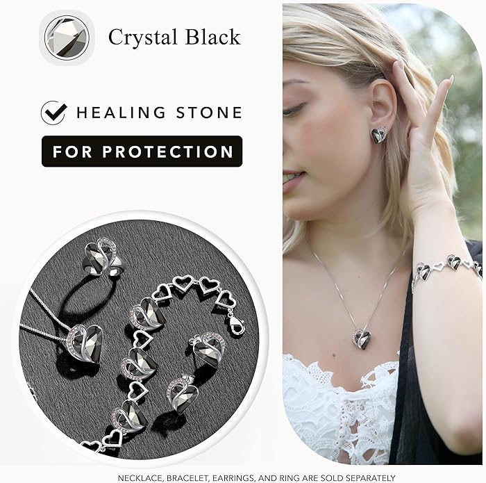 Leafael Infinity love Heart Birthstone Stud Earrings for Women, Valentine's Day Gifts for Mom, Wife, and Her, Silver Plated Birthday Jewelry