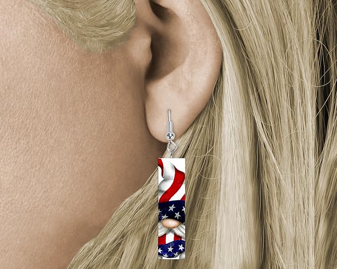 Earrings Handmade Bar Wood Earrings Light Weight Printed Image Dangle Earring Jewelry