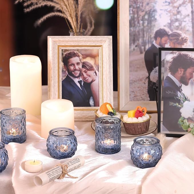 NITIME 12Pcs Assorted Blue Votive Candle Holders, Tea Lights Candle Holder - Image 6