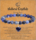 MAIBAOTA Healing Crystal Bracelet for Women, 8 mm Natural Gemstone Beaded Bracelet, Love Heart Bracelet Jewelry Gifts for Birthday Mothers Day Valentine's Day Anniversary
