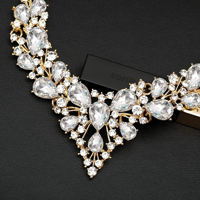 CSY 4 Pcs/Set Austrian Crystal Necklace Earrings Bracelet Ring Bridal Jewelry Sets for Brides Wedding Party Costume Accessories Gifts for Women