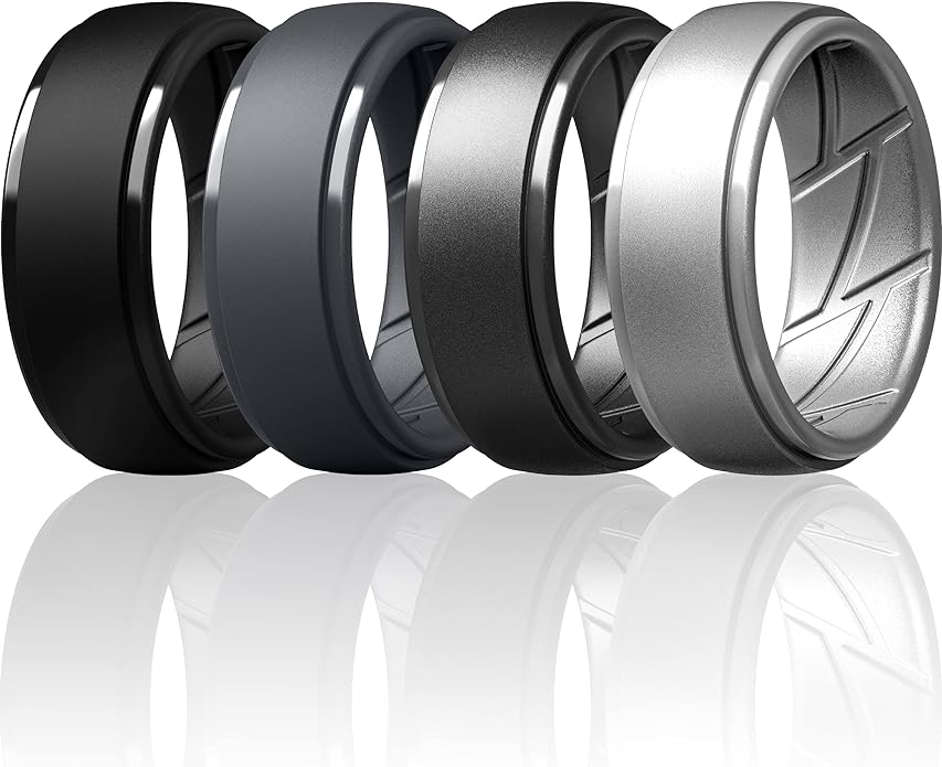 ThunderFit Men's Silicone Rings 10mm Wide 2.5mm Thick Rubber Bands, Breathable, Variety Multipack 1-10