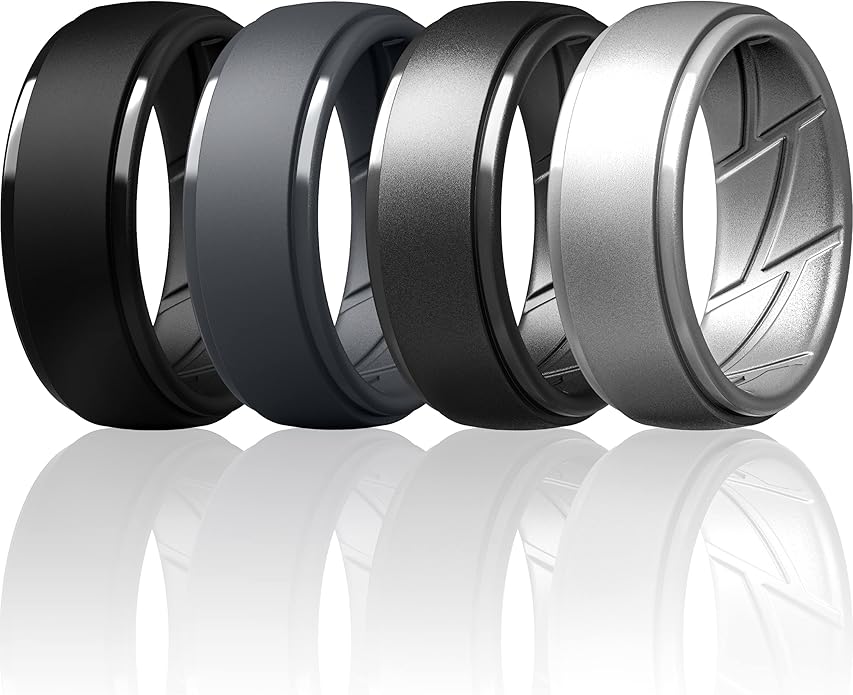 ThunderFit Men's Silicone Rings 10mm Wide 2.5mm Thick Rubber Bands, Breathable, Variety Multipack 1-10