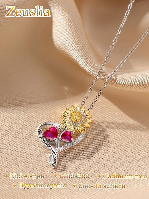 Valentine's Day Gifts for Wife 925 Sterling Silver Double Birthstone Pendant Necklaces I Love You for Always and Forever Necklace Anniversary Birthday Gifts for Wife Girlfriend Mom Her