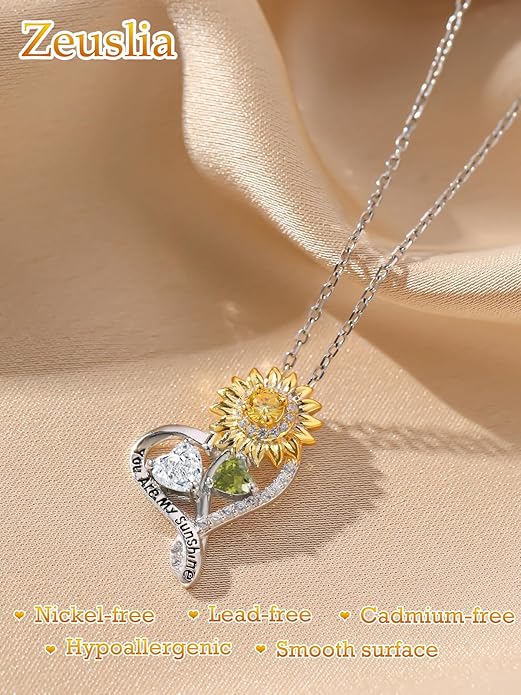 Valentine's Day Gifts for Wife 925 Sterling Silver Double Birthstone Pendant Necklaces I Love You for Always and Forever Necklace Anniversary Birthday Gifts for Wife Girlfriend Mom Her