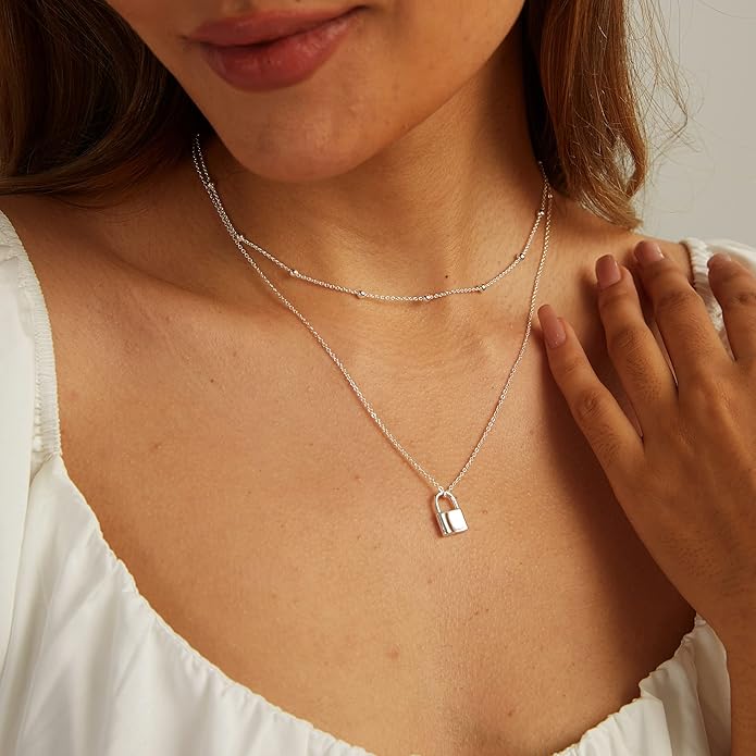 CHESKY 14k Gold Plated/Silver Plated Dainty Necklace for Women, Trendy Satellite Choker Necklace Thin Beaded Layered Choker Necklaces Discs Paperclip Chain Necklaces Womens Simple Jewelry