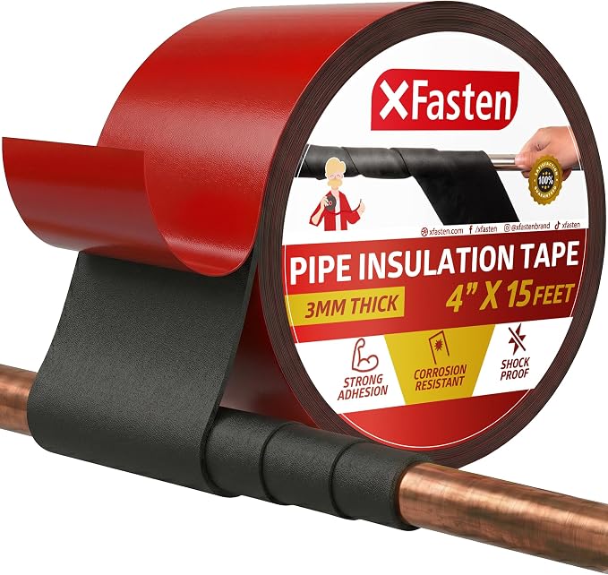 XFasten Foam Pipe Insulation Tape 4 Inch x 15 Feet Heavy-Duty AC Line by XFasten