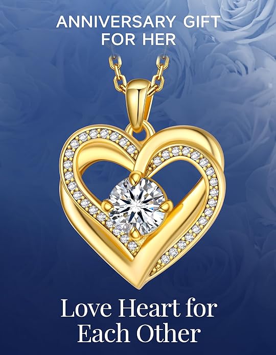 MomentWish Heart Necklace for Women Moissanite, Simulated Diamond, 925 Sterling Silver
