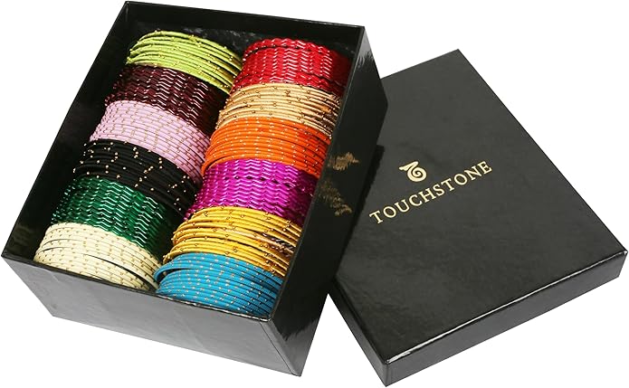 Touchstone indian bangles bracelets for women colorful churiyan set return gifts jewelry chudiya bulk pack bollywood metal bangle sets 12 textured vintage colors. Set of 144